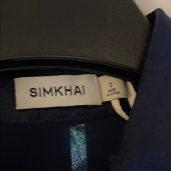 SIMKHAI Montgomery LS Button Up MIDI Dress in Midnight (Ink Blue) Size 0 - Picture 3 of 7